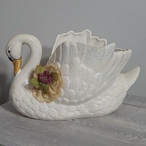 Vintage Swan Planter Vase Figurine